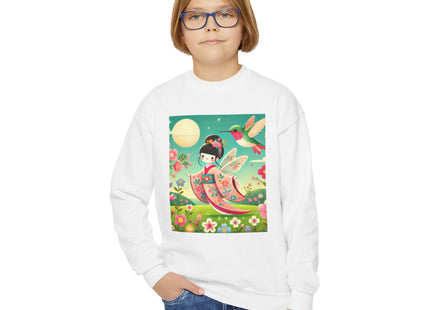 Geisha Fairy and the Hummingbird Blossom Youth Crewneck Sweatshirt