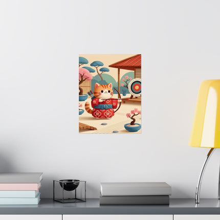 🏹🐱 Archer Kitten in the Zen Garden Matte Vertical Poster – Focus, Whimsy & Zen Balance