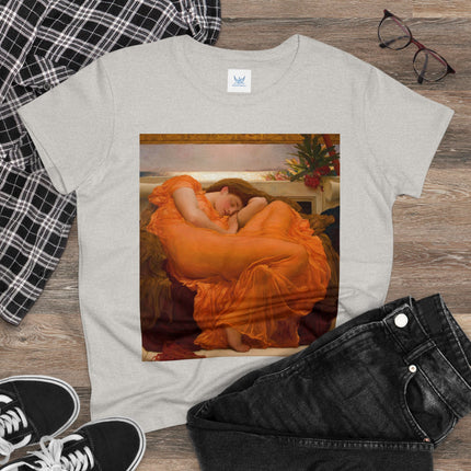 Flaming June by Frederic Leighton Women's Midweight Cotton Tee