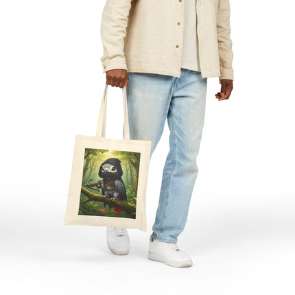 The African Grey Sentinel Cotton Canvas Tote Bag – Quiet Strength & Woodland Adventure