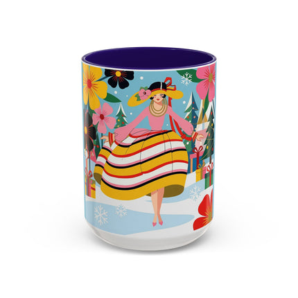 🌼🎄 The Christmas Blossom Belle Colorful Mug – Colorful Art Deco Holiday Fantasy