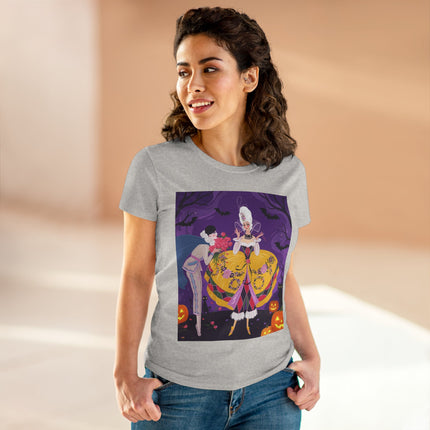 🎭🌹 The Harlequin Rose Masquerade Cotton Tee – Theatrical Halloween Romance