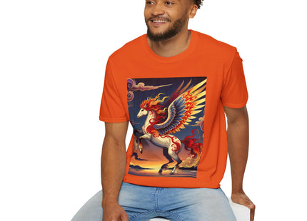 Flame-Winged Horse at Sunset Unisex Softstyle T-Shirt