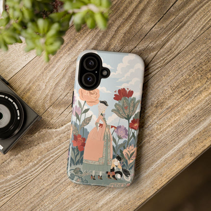 🌹🐈 The Lady And Puss In Boots Phone Case – Art Deco Floral Whimsy