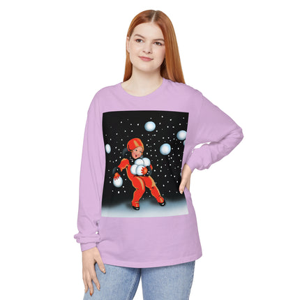 Festive Snowball Unisex Garment-dyed Long Sleeve T-Shirt