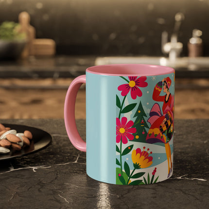 🌸🎄 Christmas In The Winter Garden Colorful Mug – Whimsical Holiday Fantasy