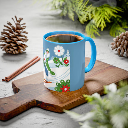 🎿❄️ The Winter Garden Skier Colorful Mug – Whimsical Holiday Fantasy