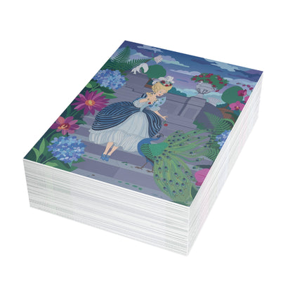 🦚🌸 The Lady Of The Peacock Garden Greeting Card – Art Deco Floral Elegance