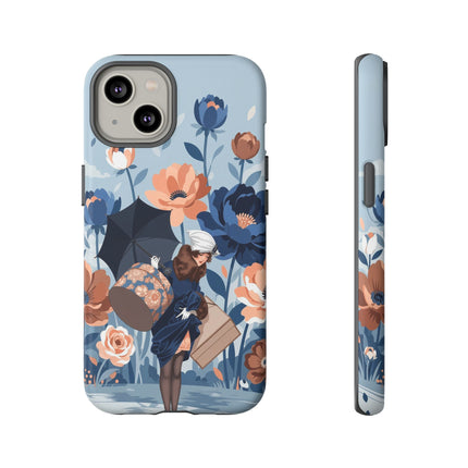 ☂️🌺 The Lady Of The Traveling Garden Phone Case – Art Deco Floral Adventure