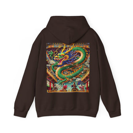 Tibetan Dragon Over Kabuki Duel – Heavy Blend™ Hooded Sweatshirt