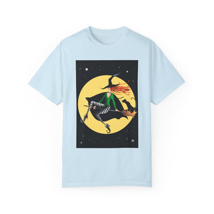 A Witch’s Moonlit Flight Unisex Garment-Dyed T-shirt