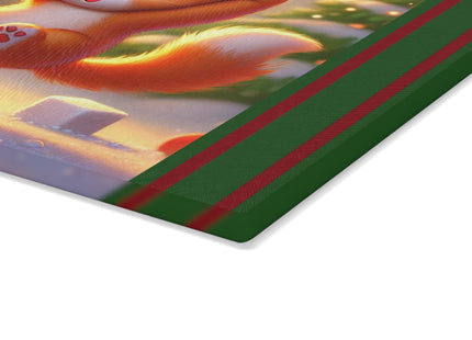 Naughty or Nice Kitten Christmas Glass Cutting Board