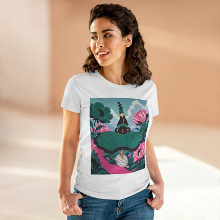 💚🌸 The Emerald Blossom Enchantress Cotton Tee – Art Deco Floral Fantasy