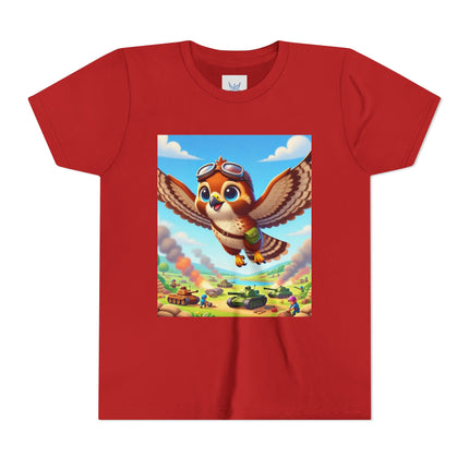 Red-Tailed Hawk in Battle Youth Short Sleeve Tee