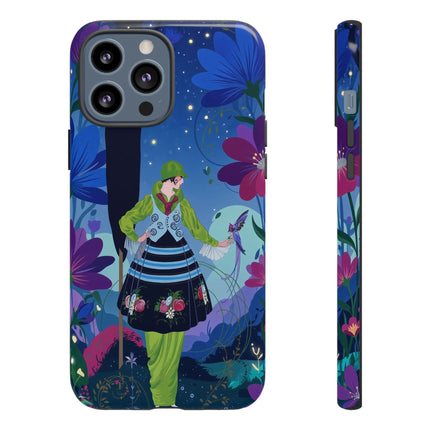 🌸🐦 The Lady Of The Midnight Bird Garden Phone Case – Art Deco Floral Fantasy