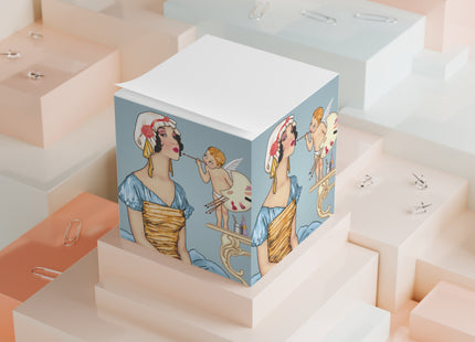 The Enchanting Painter: A Fairy's Artistic Touch Note Cube
