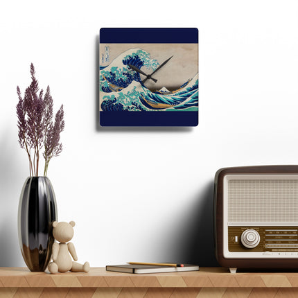 The Great Wave off Kanagawa by Katsushika Hokusai Acrylic Wall Clock, Round and Square