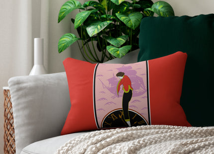 Woman Waiting for her Beloved at 1:59 by Kobayashi Kaichi Spun Polyester Lumbar Pillow