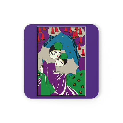 Two Pierrots Cork Back Coaster