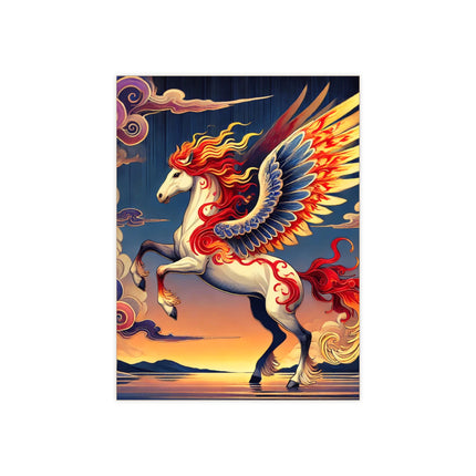 Flame-Winged Horse at Sunset Ceramic Tile
