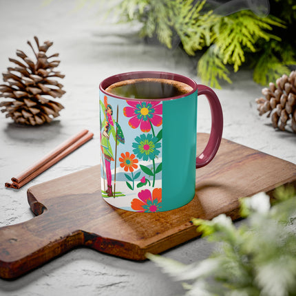 🎿🌸 The Winter Flower Adventurer Colorful Mug – Colorful Ski Fantasy