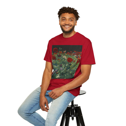 Poppies (A Study of Poppies for Carnation, Lily, Lily, Rose) by John Singer Sargent Unisex Garment-Dyed T-shirt