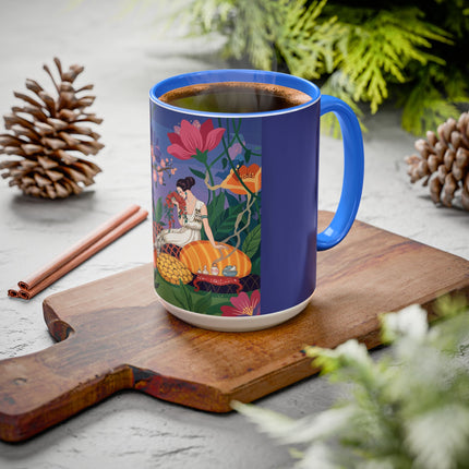 The Garden Of Quiet Reverie Colorful Mugs – Art Deco Botanical Serenity