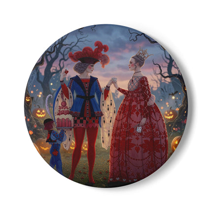 ♥️🎃 The Queen Of Hearts Halloween Masquerade Ceramic Coaster – Royal Halloween Fantasy