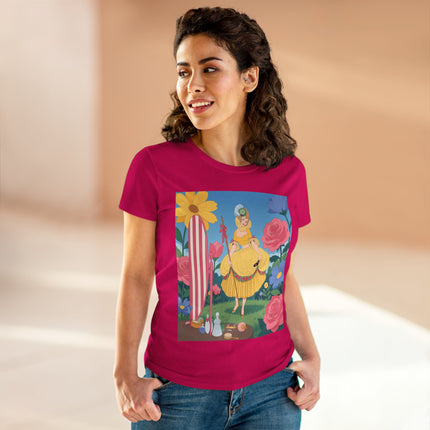 🌸🪞 The Lady Of The Flower Garden Mirror Cotton Tee – Art Deco Floral Fantasy