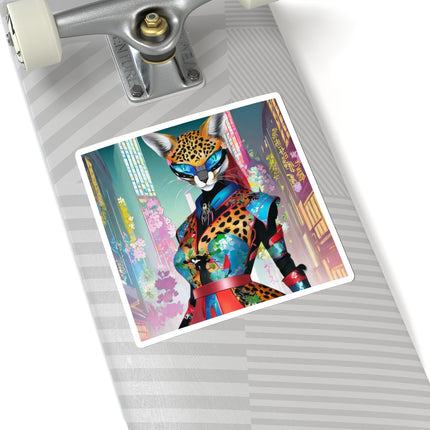 Cyber Cat Glamour Kiss-Cut Stickers (4 Sizes)