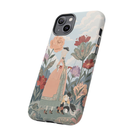 🌹🐈 The Lady And Puss In Boots Phone Case – Art Deco Floral Whimsy