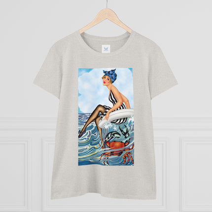 Playful Waves and Fashion Follies Women's Midweight Cotton Tee