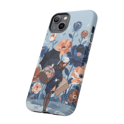 ☂️🌺 The Lady Of The Traveling Garden Phone Case – Art Deco Floral Adventure