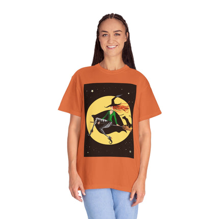 A Witch’s Moonlit Flight Unisex Garment-Dyed T-shirt