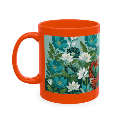 🐉🌿 The Lady & The Garden Dragon Ceramic Mug – Art Deco Botanical Whimsy