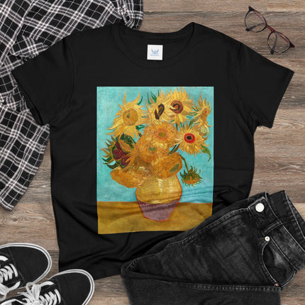 Vase with Twelve Sunflowers by Vincent van Gogh Women's Midweight Cotton Tee