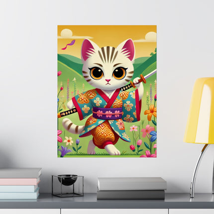 ⚔️🐱 Samurai Kitten Matte Vertical Poster – Courage, Honor & Whimsical Adventure