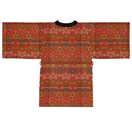 Japanese Fan Pattern by G.A. Audsley Long Sleeve Kimono Robe (AOP)