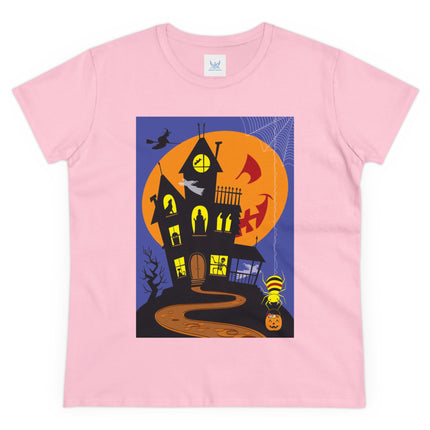 Halloween Night at the Haunted House Women's Midweight Cotton Tee