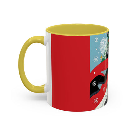 ❤️ The Lady Of The Crimson Scarf Colorful Mug – Art Deco Christmas Elegance