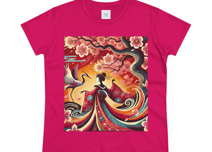 Fairy and Stork Beneath the Cherry Blossoms Cotton Tee