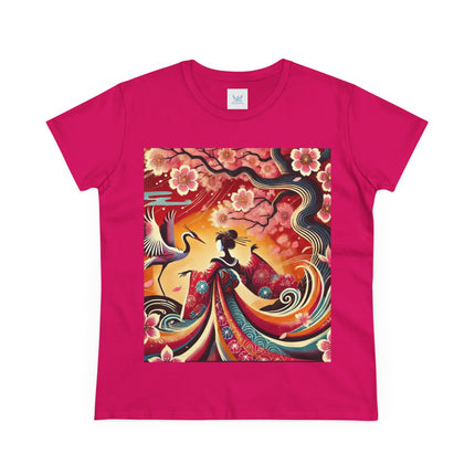 Fairy and Stork Beneath the Cherry Blossoms Cotton Tee