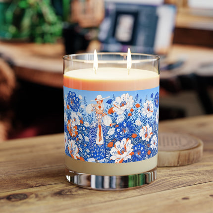🌸💙 The Lady Of The Blue Blossom Garden Scented Candle – Art Deco Floral Elegance