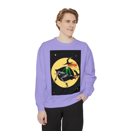 A Witch’s Moonlit Flight Unisex Garment-Dyed Sweatshirt