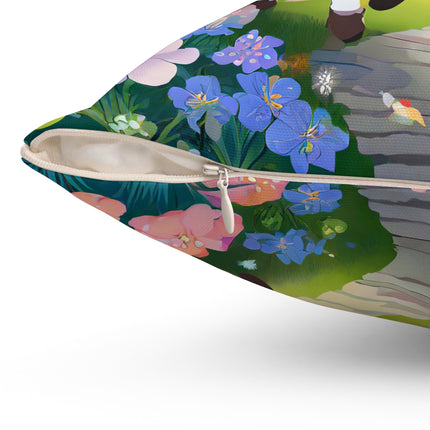 Baby Unicorns and Fluttering Butterflies Spun Polyester Square Pillow
