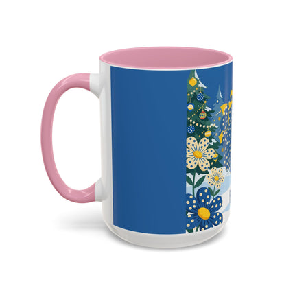 💙🌼 The Bluebell Christmas Promenade Colorful Mug – Art Deco Holiday Fantasy