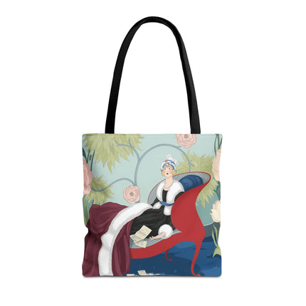 💌🌸 The Lady Of The Secret Letters Tote Bag – Art Deco Floral Elegance