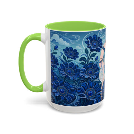 💙🌸 The Sapphire Wind Dancer Colorful Mug – Art Deco Floral Fantasy