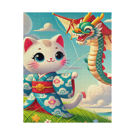 Geisha Kitten and the Dragon Kite Puzzle (110, 252, 520-piece)