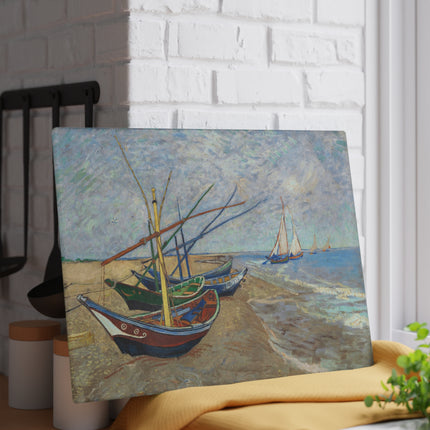 Fishing Boats by Vincent Van Gogh Glass Cutting Board